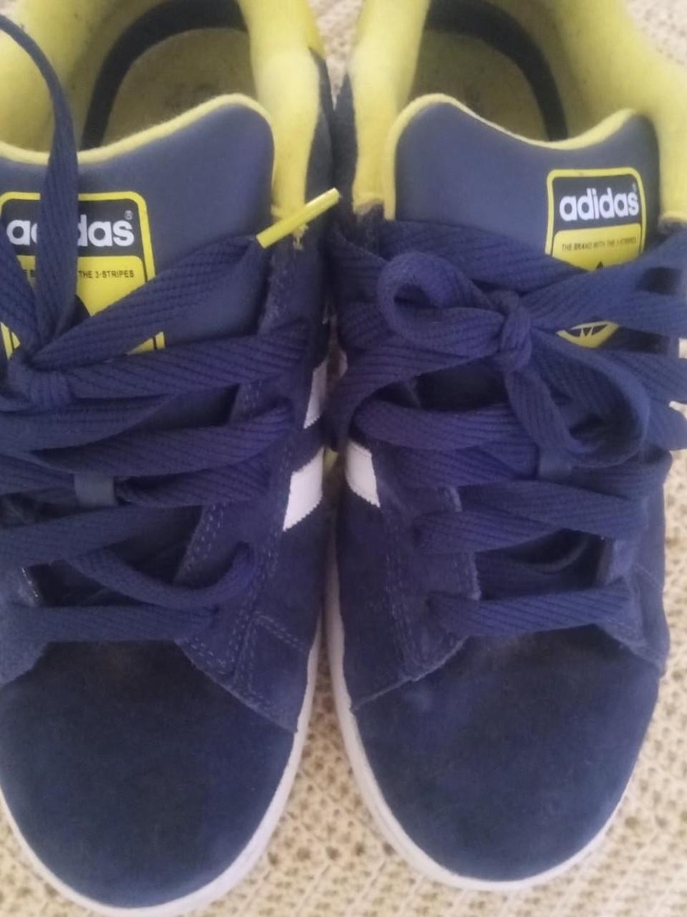 adidas Mens Navy with Yellow Accent Low-Top Sneakers